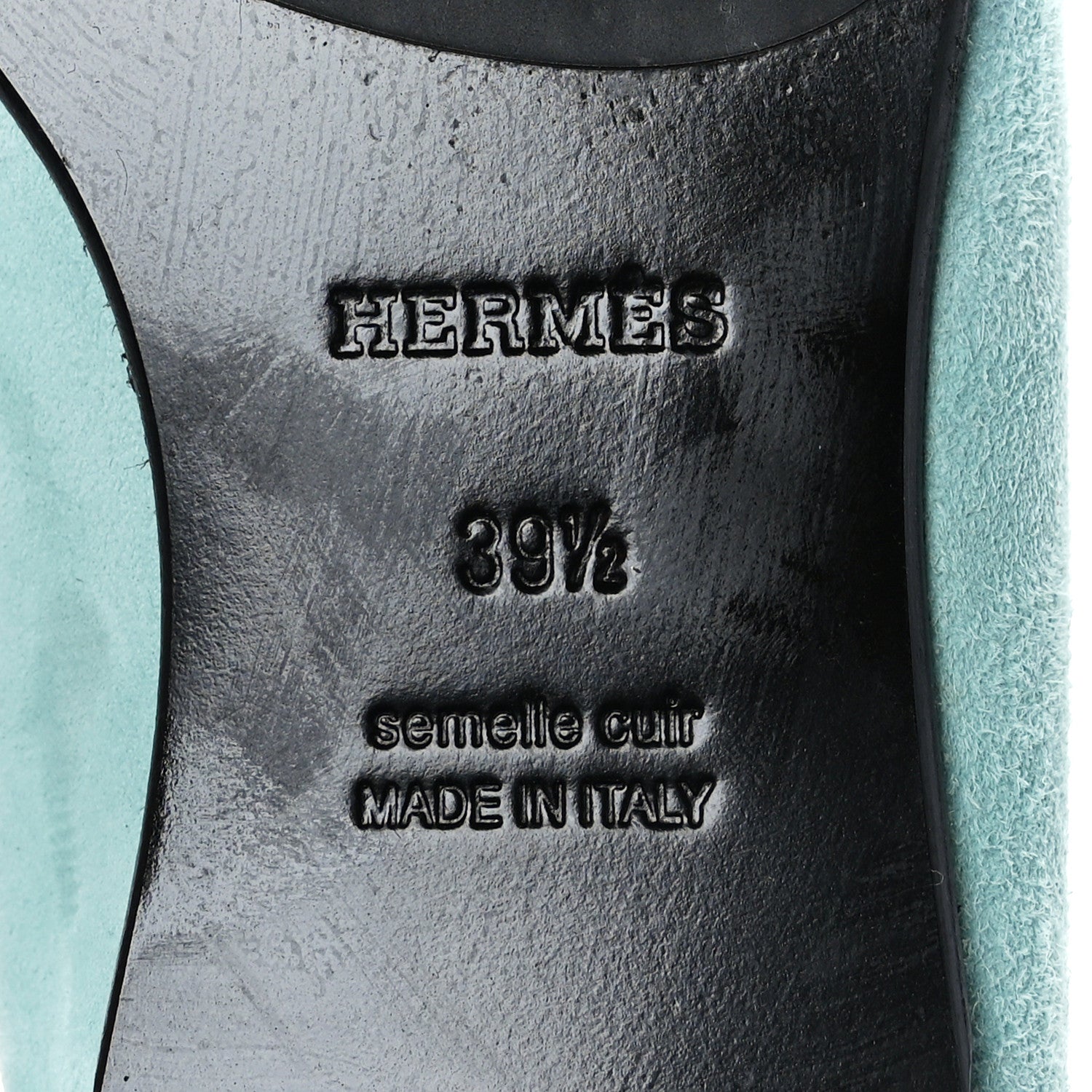 Hermes Suede Goatskin Womens Royal Loafers 39.5 Vert Ebrun 7 of 13