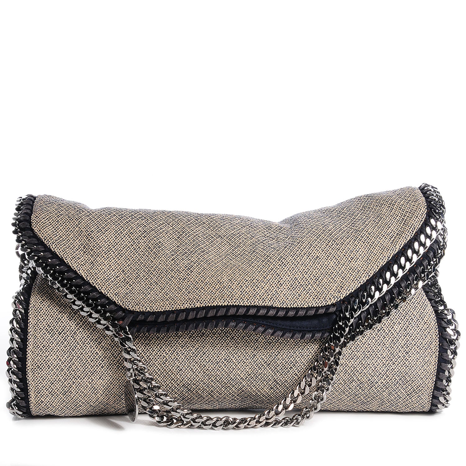 Stella McCartney Woven Boucle Fold Over Falabella Navy 1 of 8