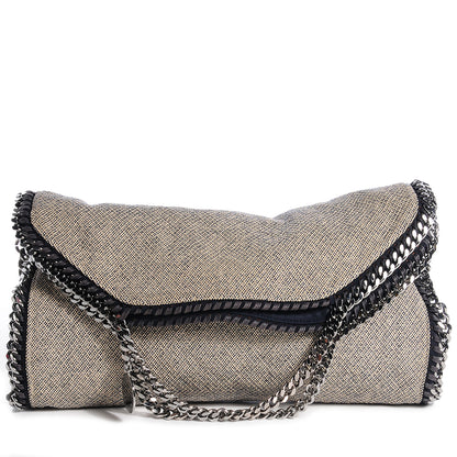 Stella McCartney Woven Boucle Fold Over Falabella Navy 1 of 8