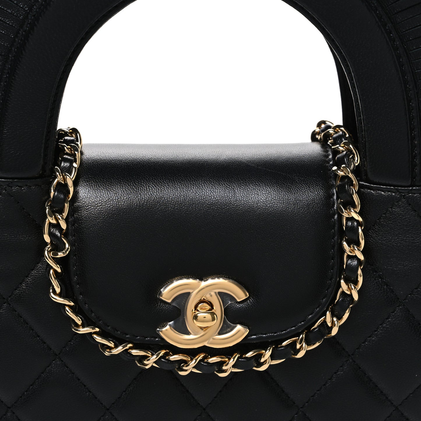 Lambskin Fringe Nano Kelly Shopper Black