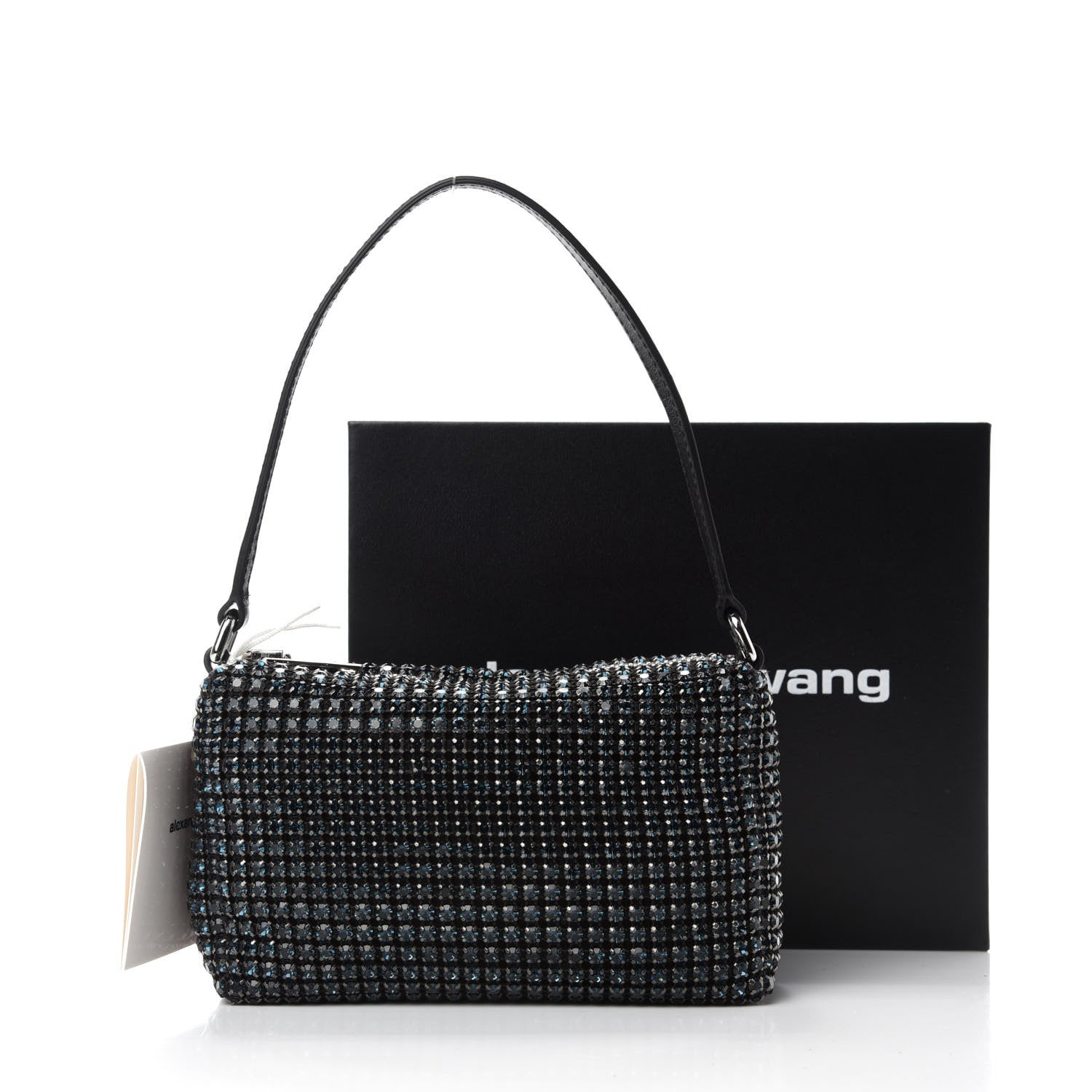 Alexander Wang Mesh Crystal Rhinestone Mini Heiress Pouch Navy 10 of 10