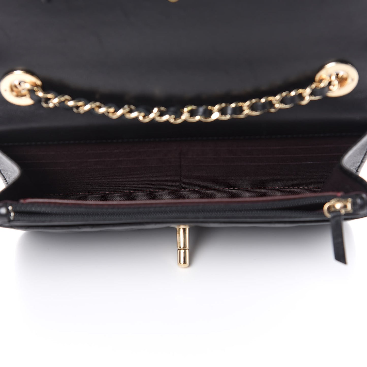 Lambskin Quilted Trendy CC Wallet On Chain WOC Black