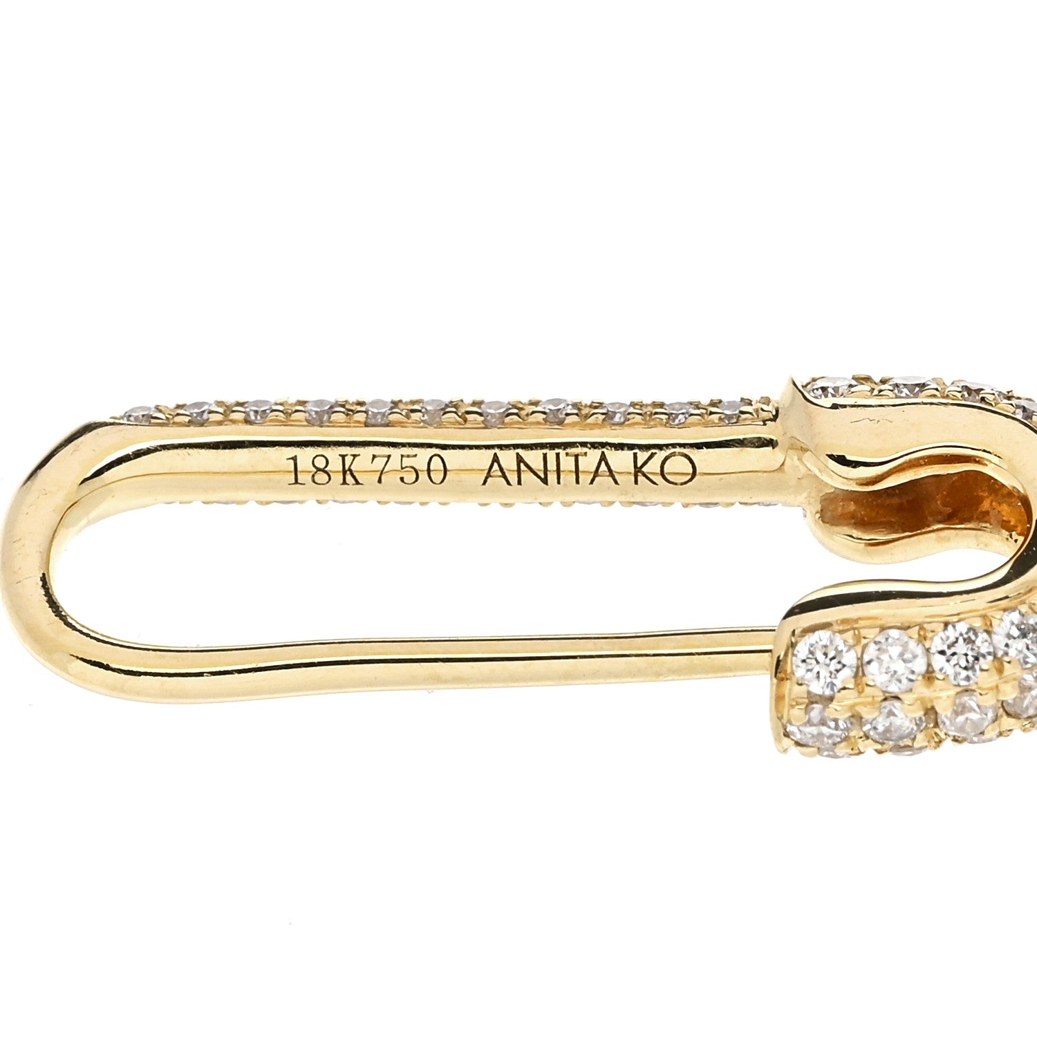 Anita Ko 18K Yellow Gold Diamond Mini Safety Pin Earring 4 of 5