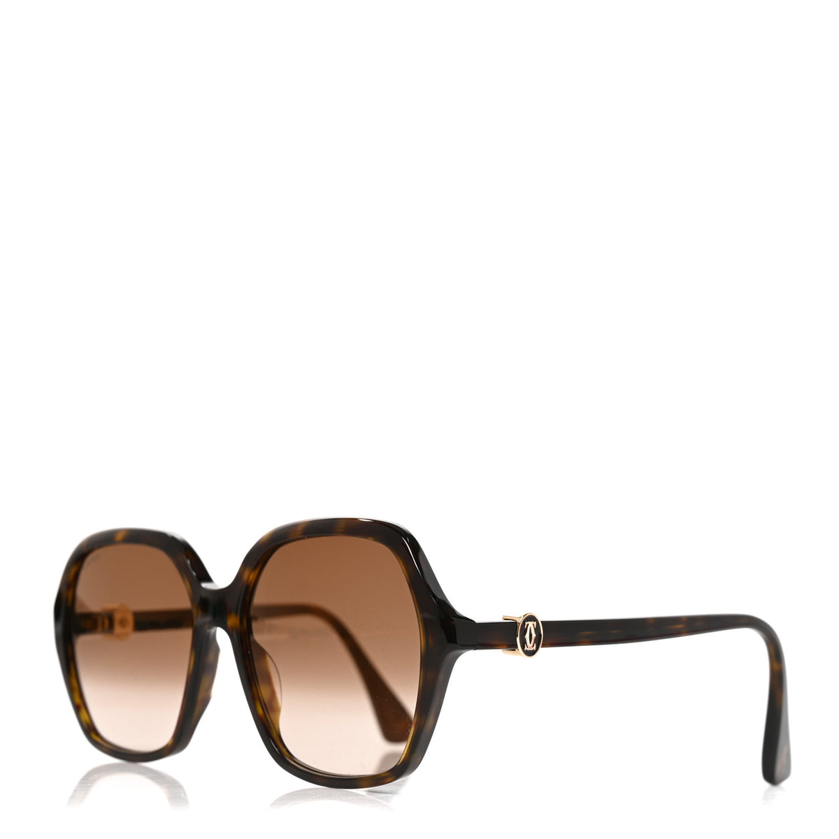 Cartier Acetate Geometric Sunglasses CT0470S Tortoise 1 of 6