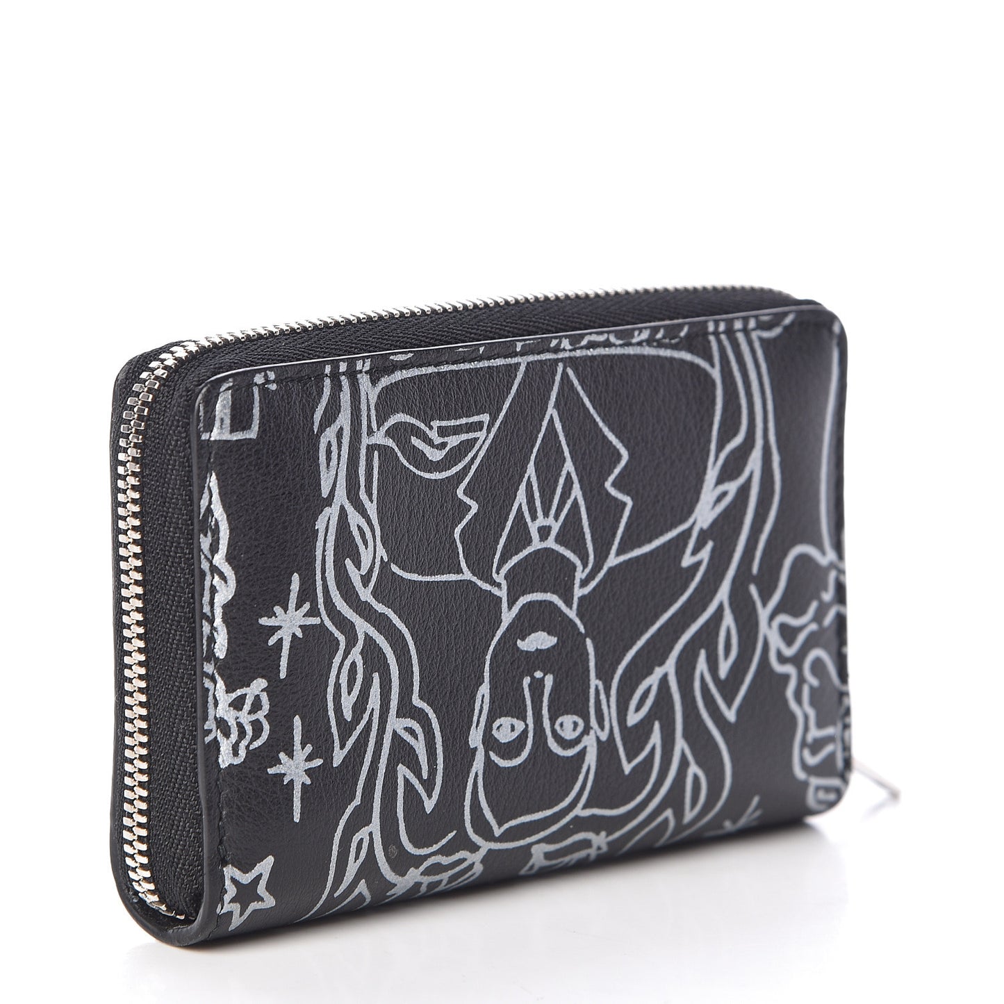 Calfskin Printed Tattoo Card Case Black