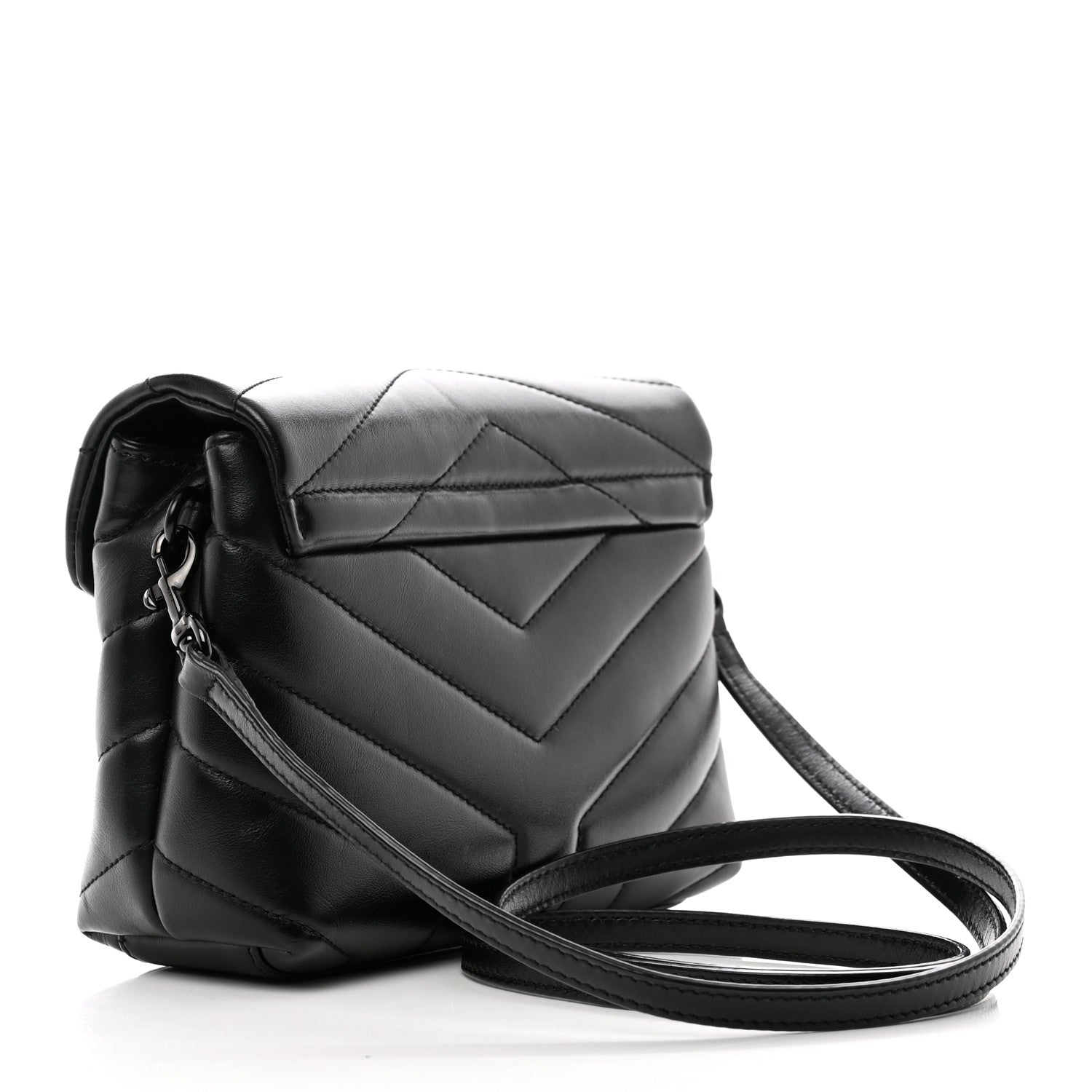 Saint Laurent Calfskin Y Quilted Monogram Monochrome Toy Loulou Crossbody Bag Black 3 of 9