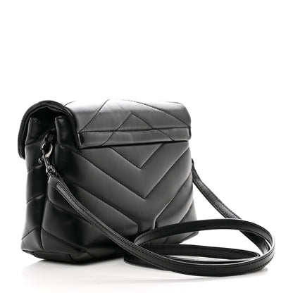 Saint Laurent Calfskin Y Quilted Monogram Monochrome Toy Loulou Crossbody Bag Black 3 of 9