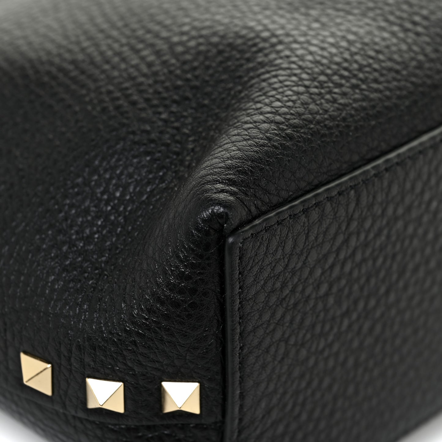 Grained Calfskin Small Rockstud Flip Lock Tote Black Rose Quartz