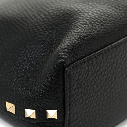Valentino Garavani Grained Calfskin Small Rockstud Flip Lock Tote Black Rose Quartz 11 of 13