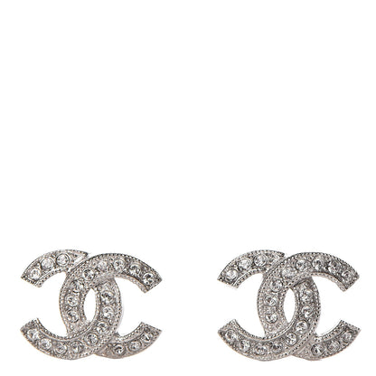 Chanel Crystal CC Earrings Silver 1 of 4