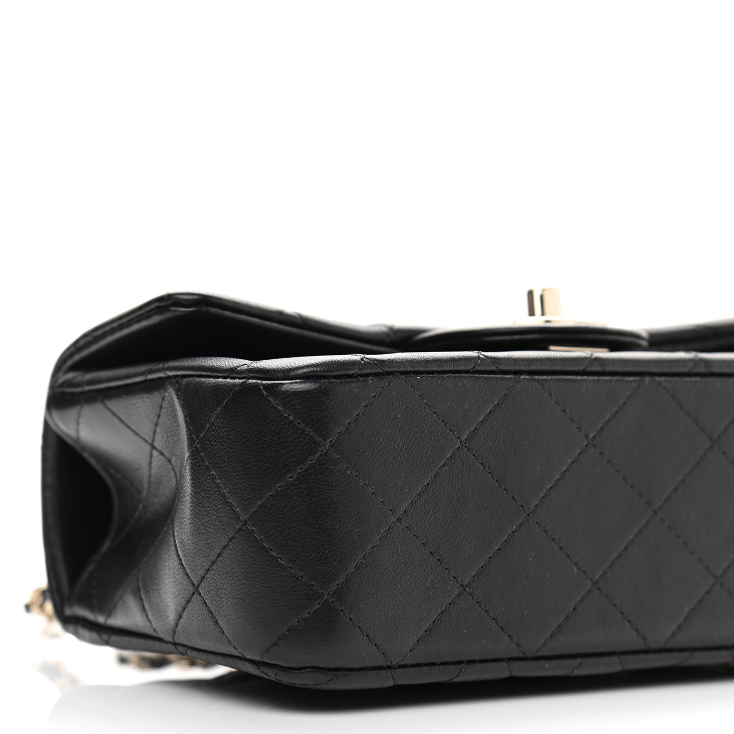 Lambskin Quilted Mini Top Handle Rectangular Flap Black