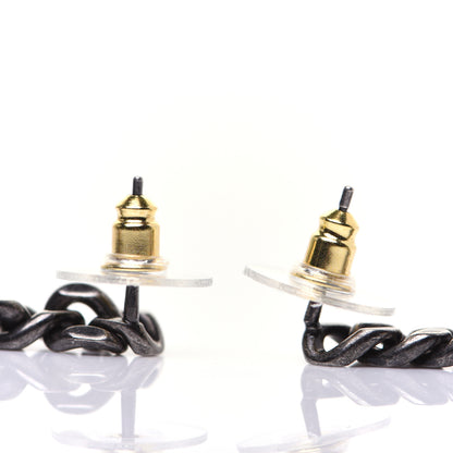 Chanel Metal CC Drop Earrings Ruthenium Gold 4 of 8