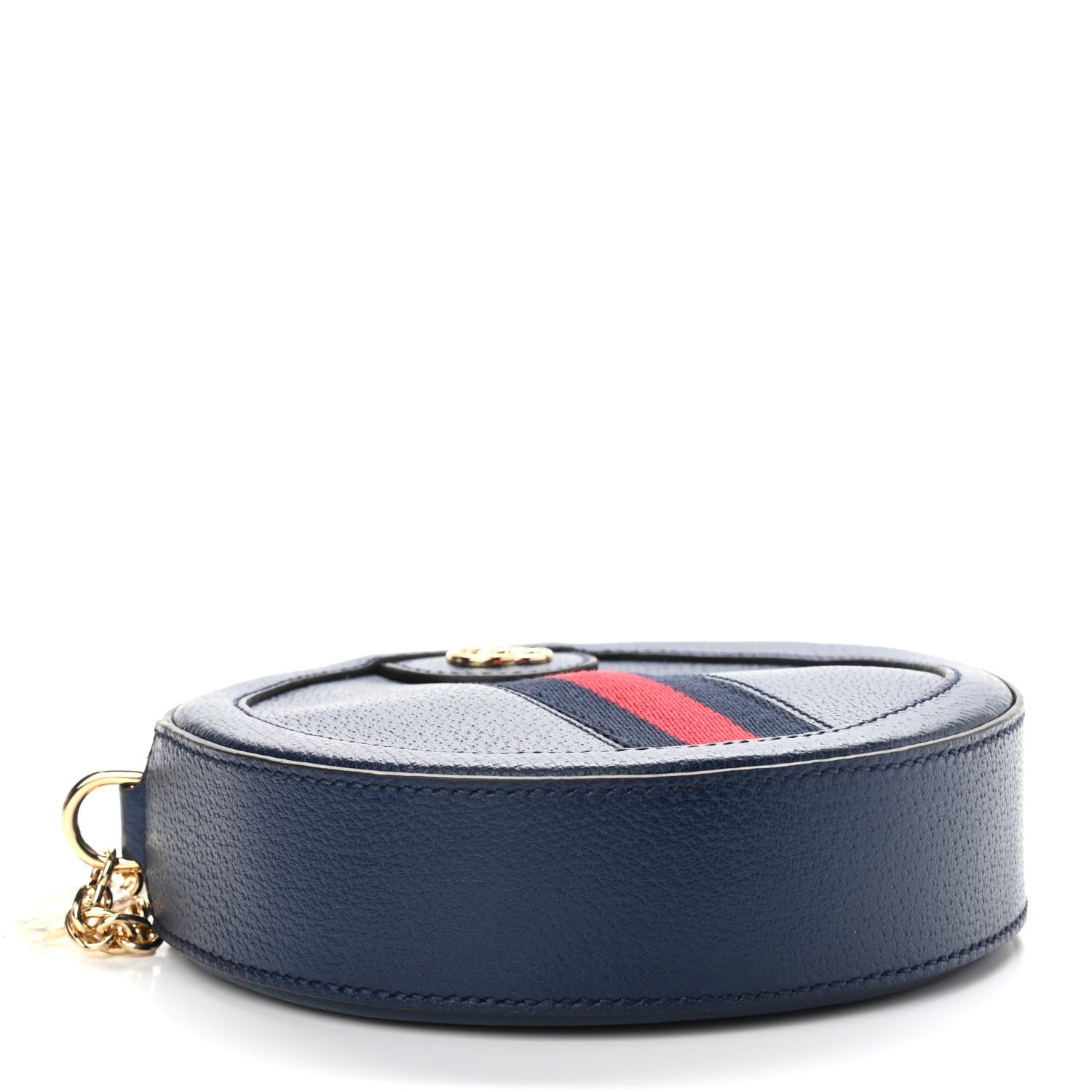 Gucci Soft Textured Calfskin Web Mini Ophidia Round Shoulder Bag Blue Agata 4 of 9