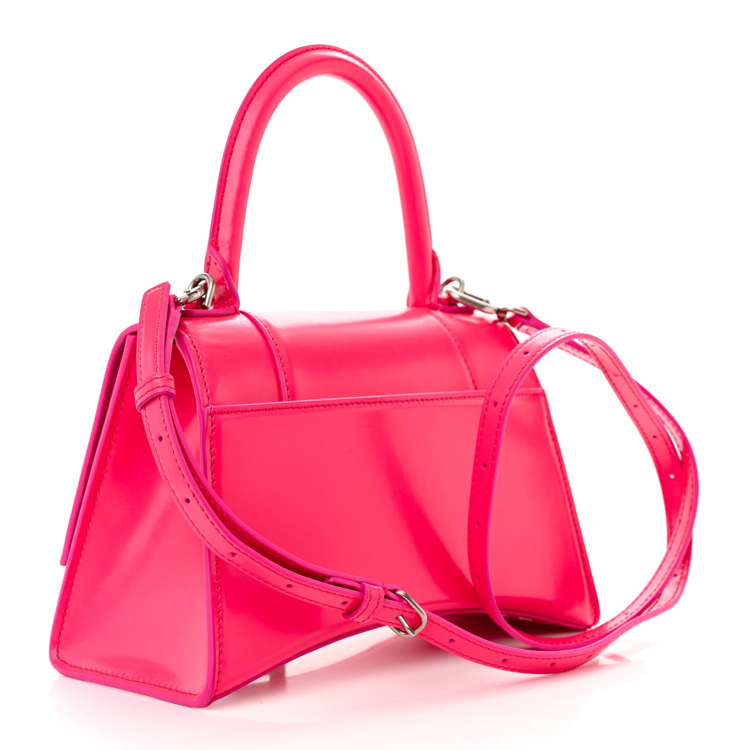 Balenciaga Shiny Box Calfskin Small Hourglass Top Handle Bag Acid Fuchsia 3 of 12