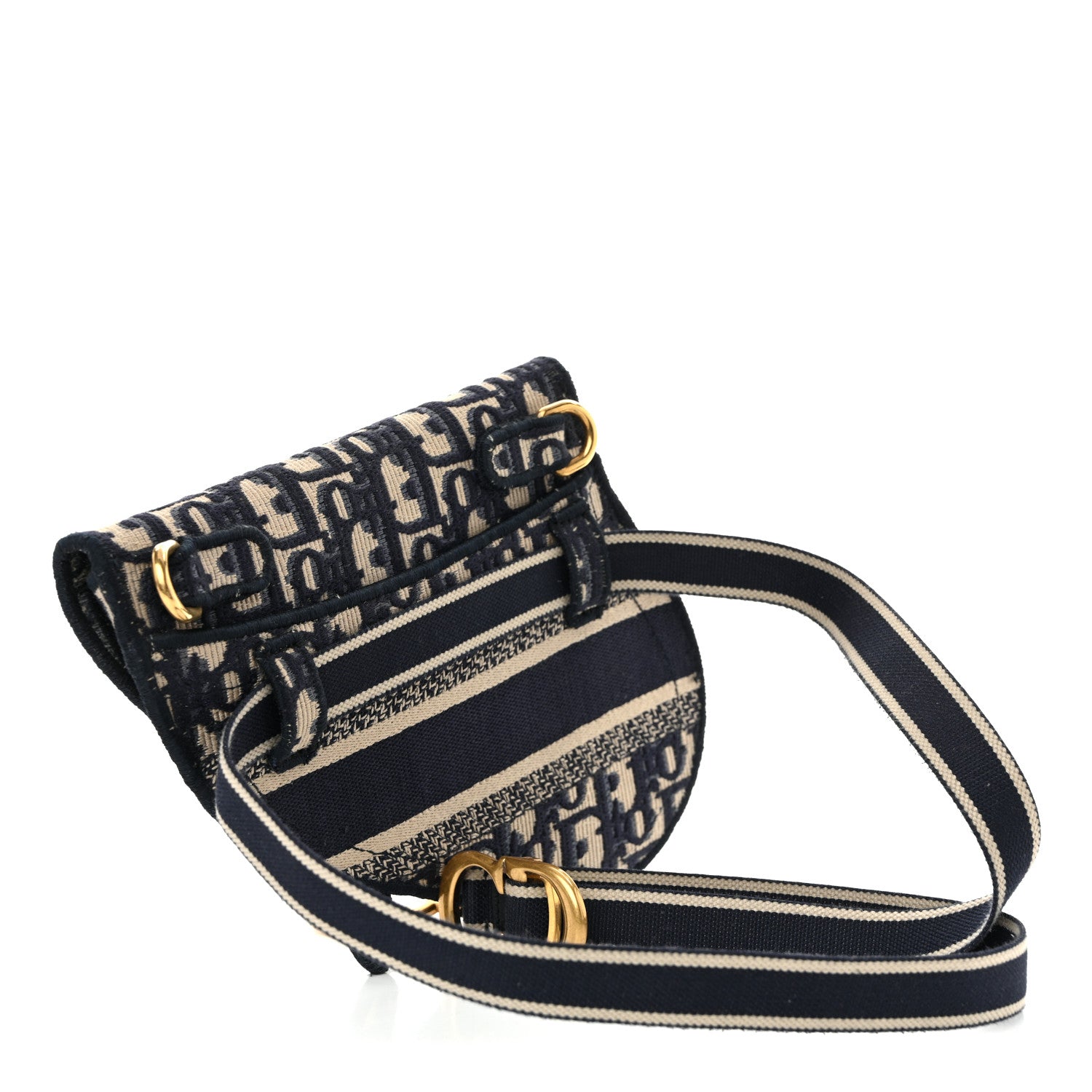 Christian Dior Oblique Embroidered Saddle Belt Pouch Blue 3 of 10