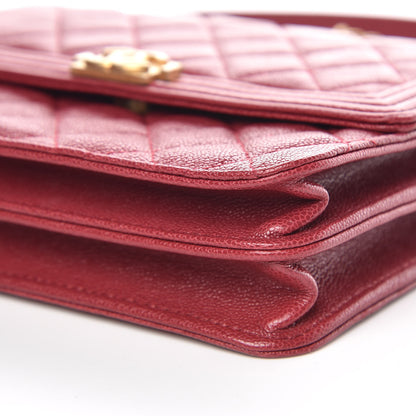 Chanel Caviar Quilted Boy Square Wallet on Chain WOC Burgundy 10 of 11