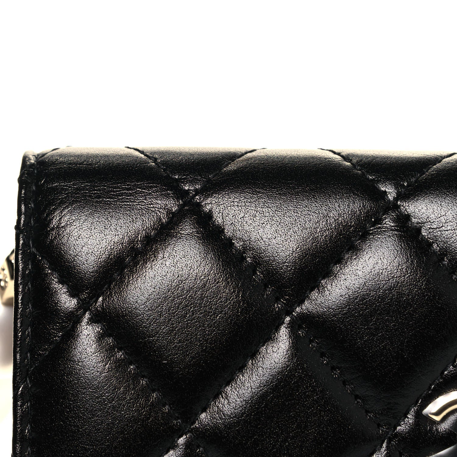 Chanel Calfskin Quilted Maxi Pearls Clutch With Chain Black 13 of 14