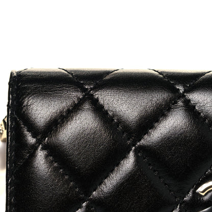 Chanel Calfskin Quilted Maxi Pearls Clutch With Chain Black 13 of 14