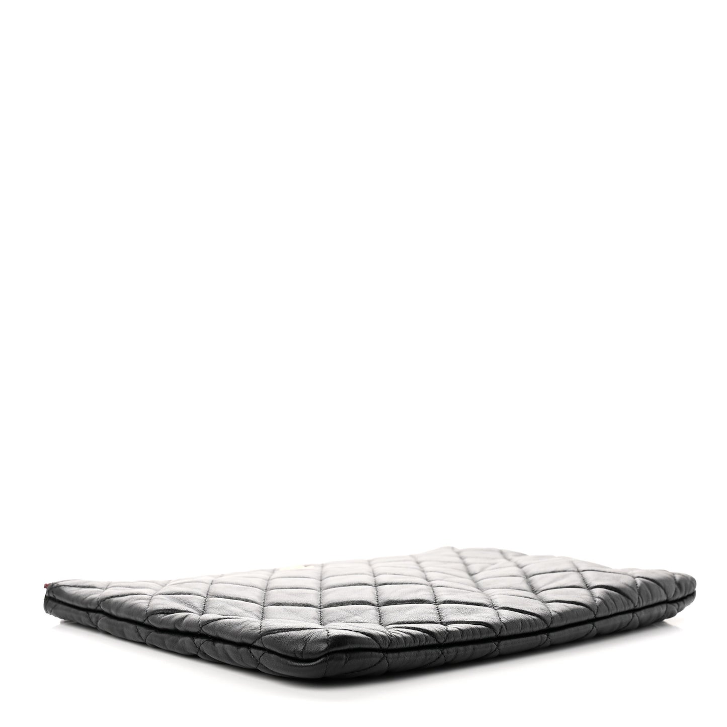 Lambskin Quilted Medium Cosmetic Case Black