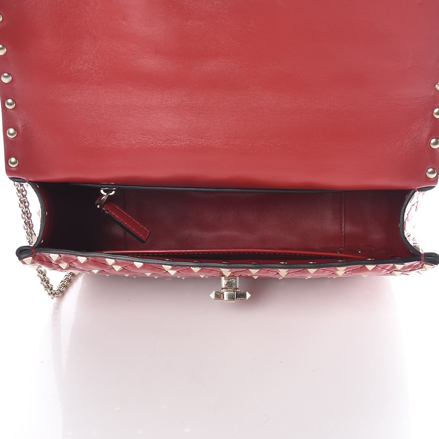 Patent Medium Rockstud Spike Shoulder Bag Rosso Valentino