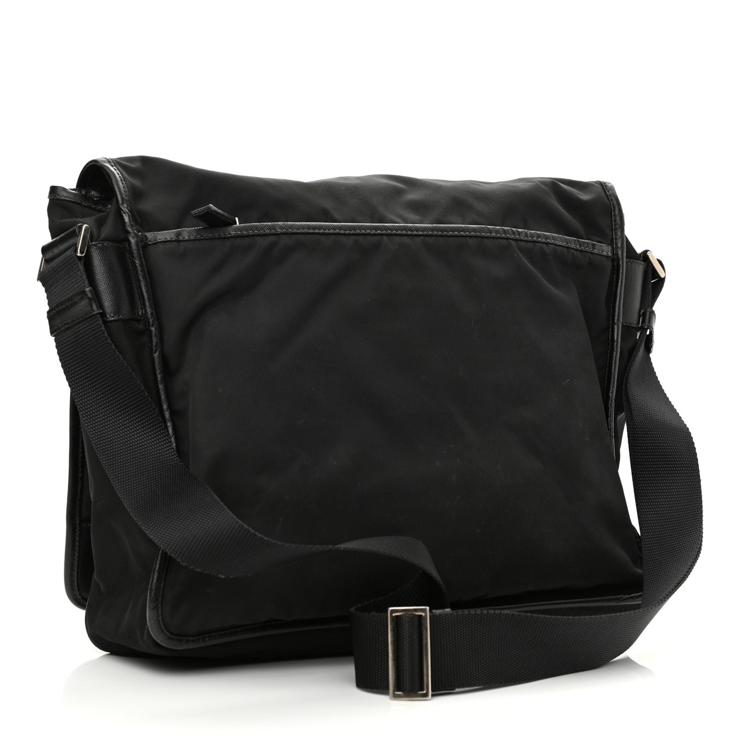 Tessuto Nylon Saffiano Logo Messenger Bag Black