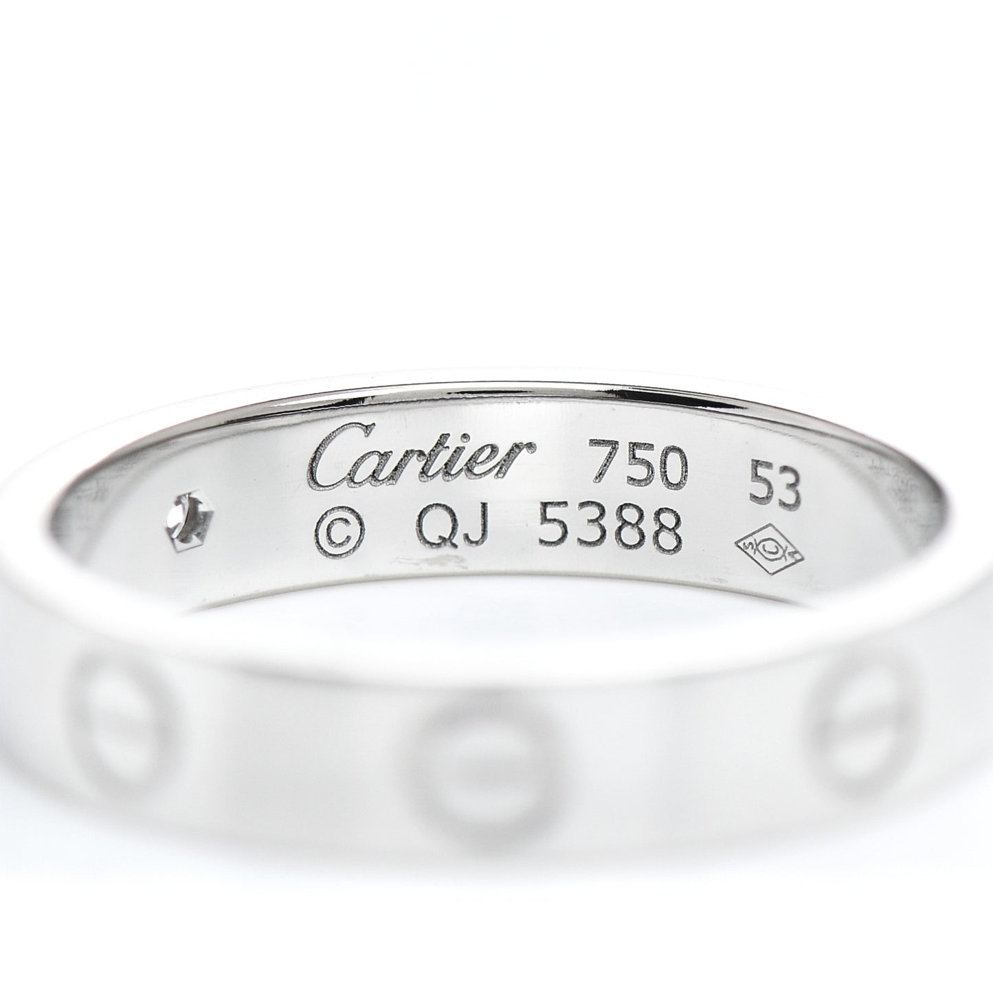 18K White Gold Diamond 4mm LOVE Wedding Band Ring 53 6.5