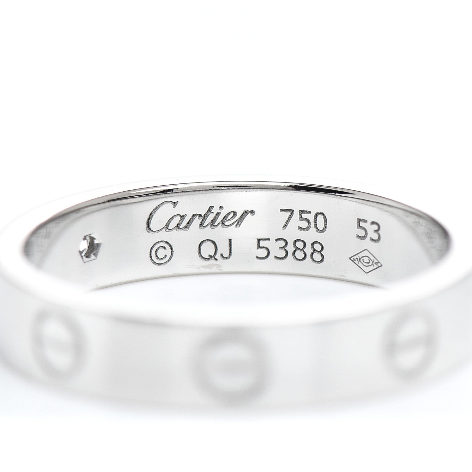 Cartier 18K White Gold Diamond 4mm LOVE Wedding Band Ring 53 6.5 4 of 4