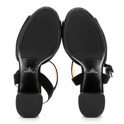 Prada Suede Platform Sandals 35 Black 5 of 8