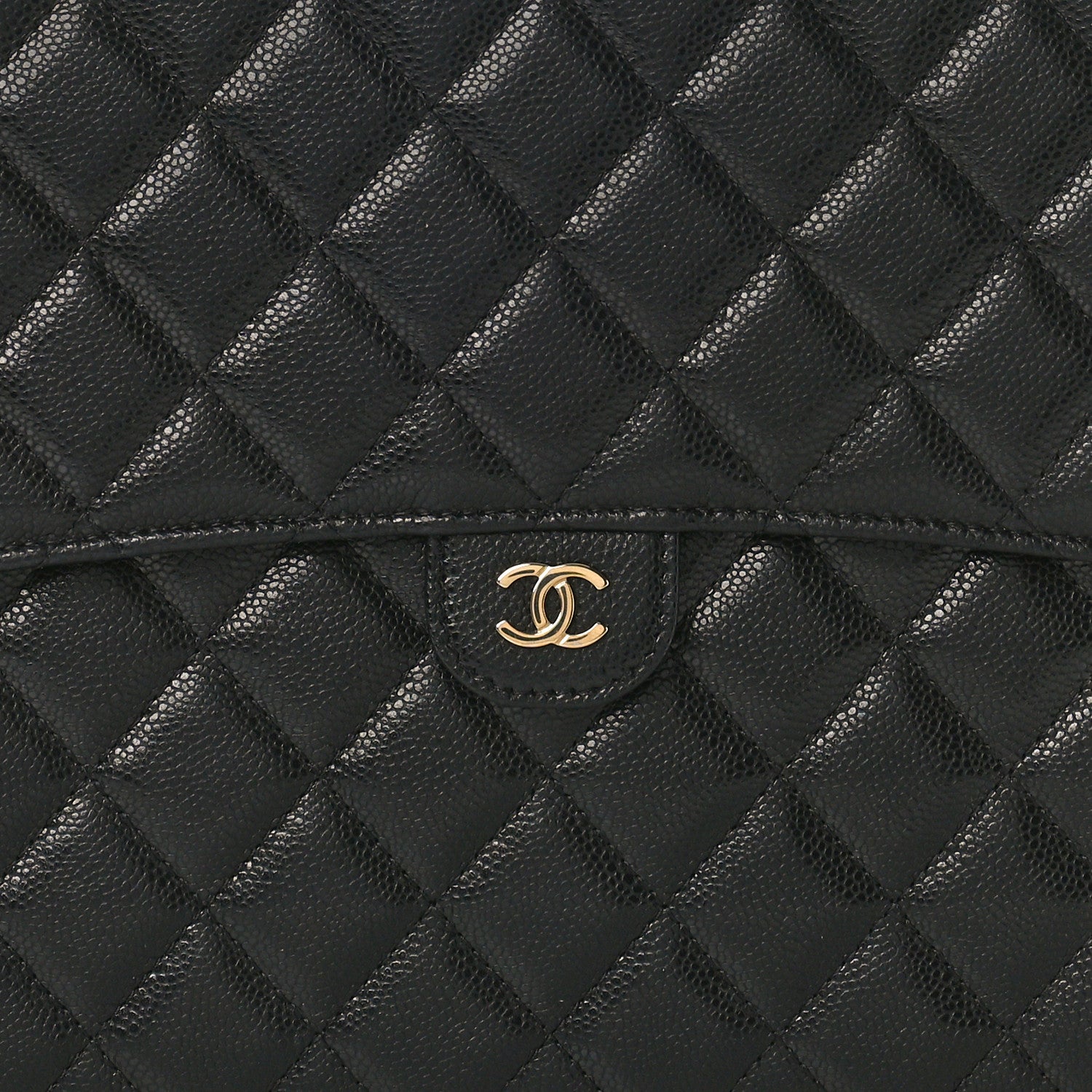 Chanel Caviar Quilted Large Flap Zip Clutch Black 8 of 10