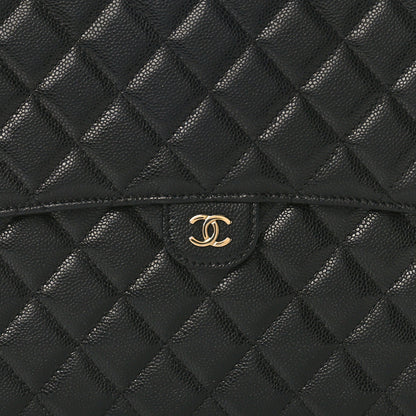 Chanel Caviar Quilted Large Flap Zip Clutch Black 8 of 10