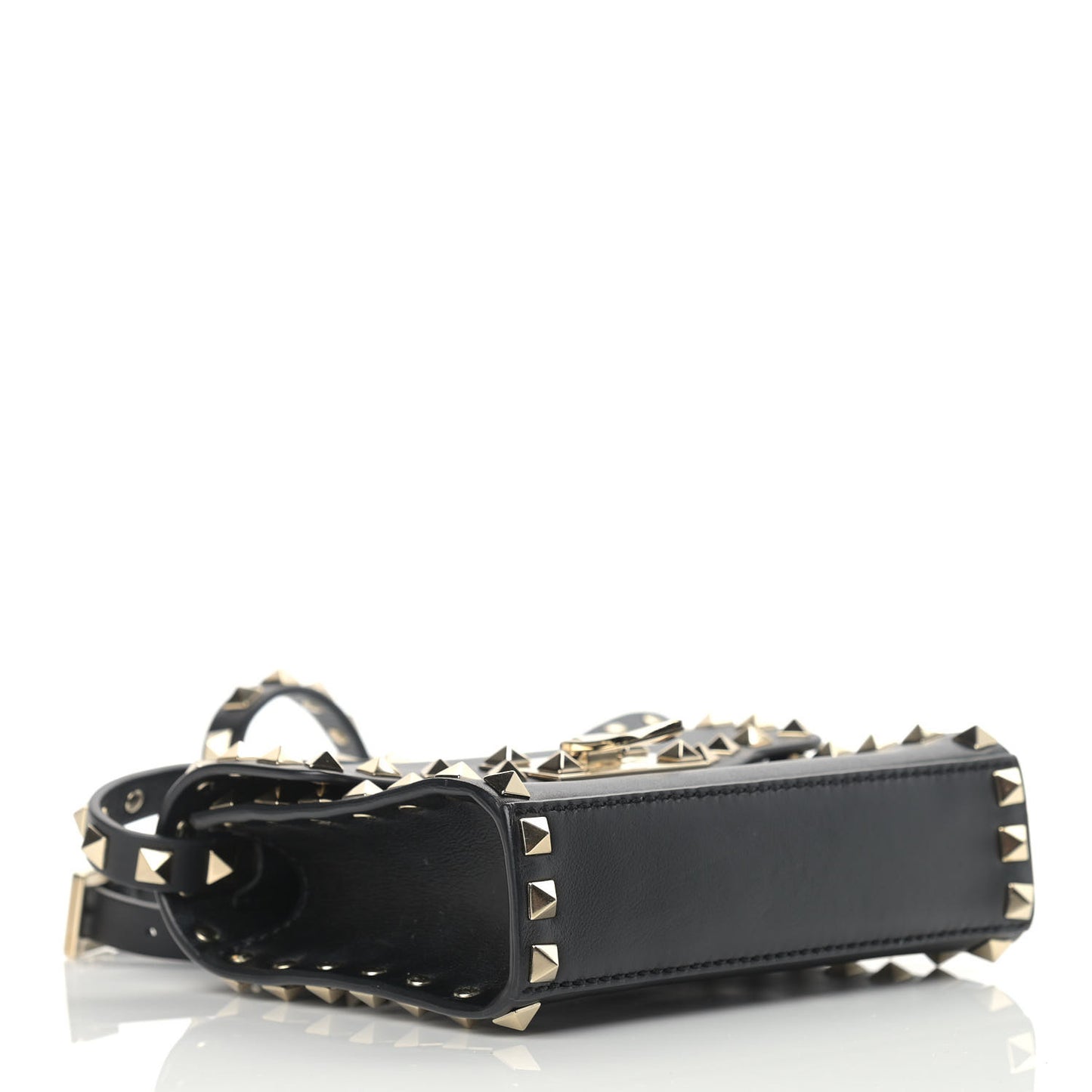 Vitello Mini Rockstud Flip Lock Crossbody Bag Black