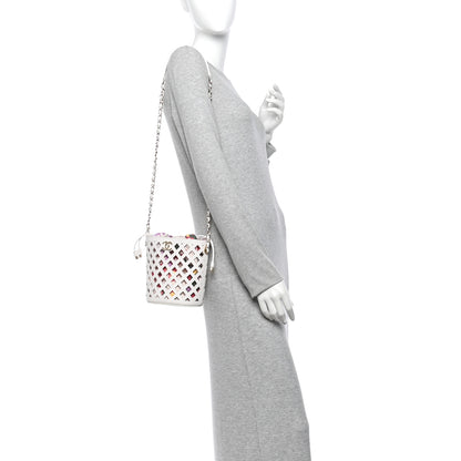Chanel Lambskin Sea Through Bucket Drawstring Bag White Multicolor 2 of 14