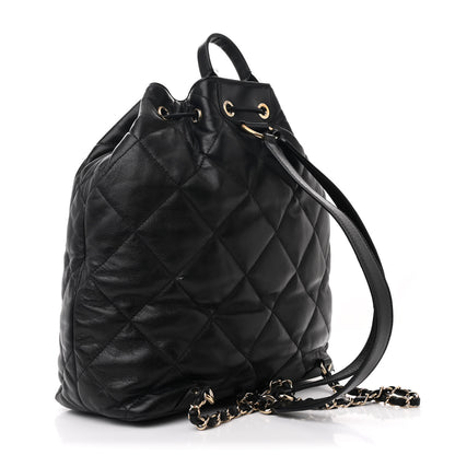 Chanel Lambskin Quilted Drawstring Backpack Black 3 of 11