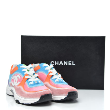 Chanel Fabric Suede Calfskin CC Sneakers 39 White Multicolor 8 of 8