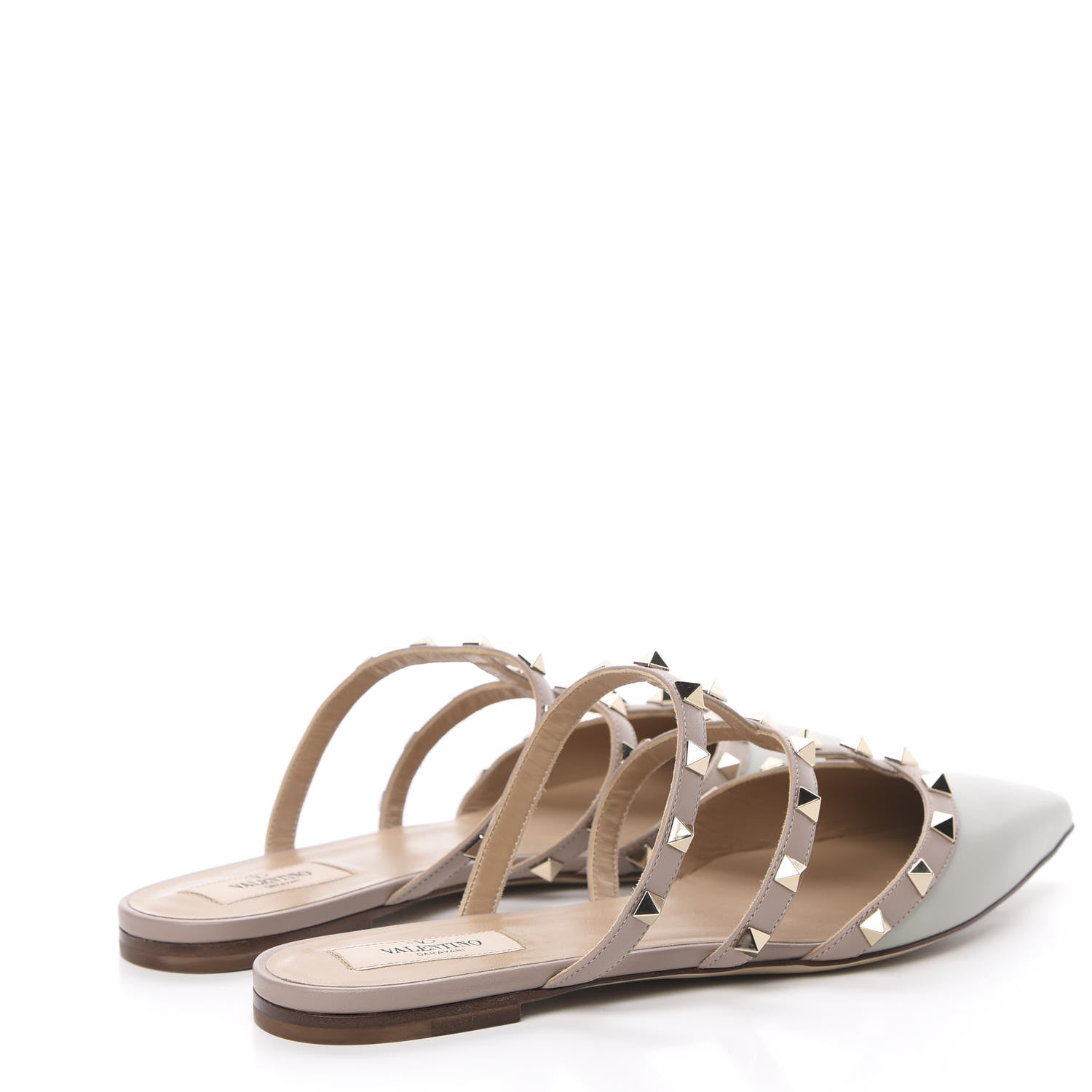 Valentino Garavani Nappa Rockstud Flat Cage Mules 40 Opal Grey Poudre 4 of 8