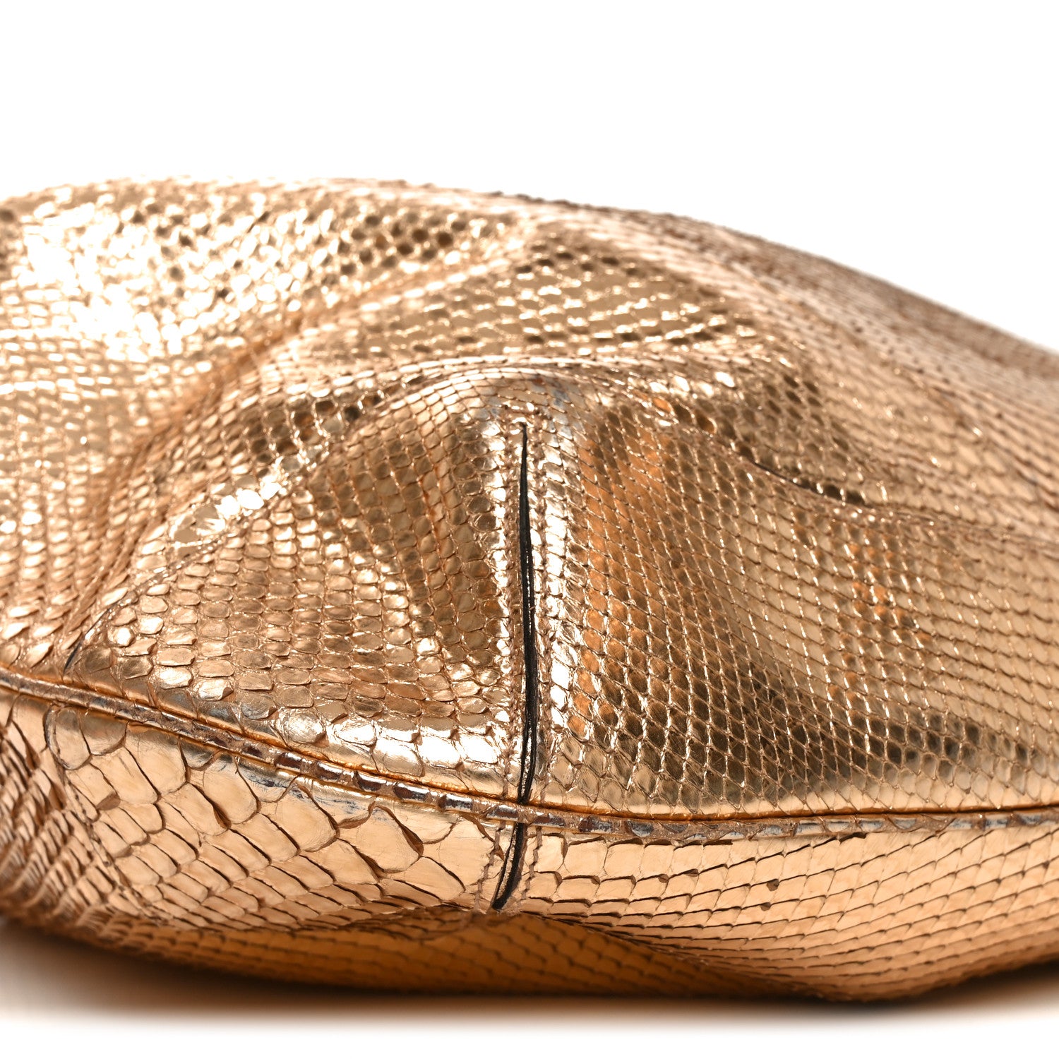 Gucci Metallic Snakeskin Peggy Bamboo Top Handle Hobo Rose Gold 9 of 14