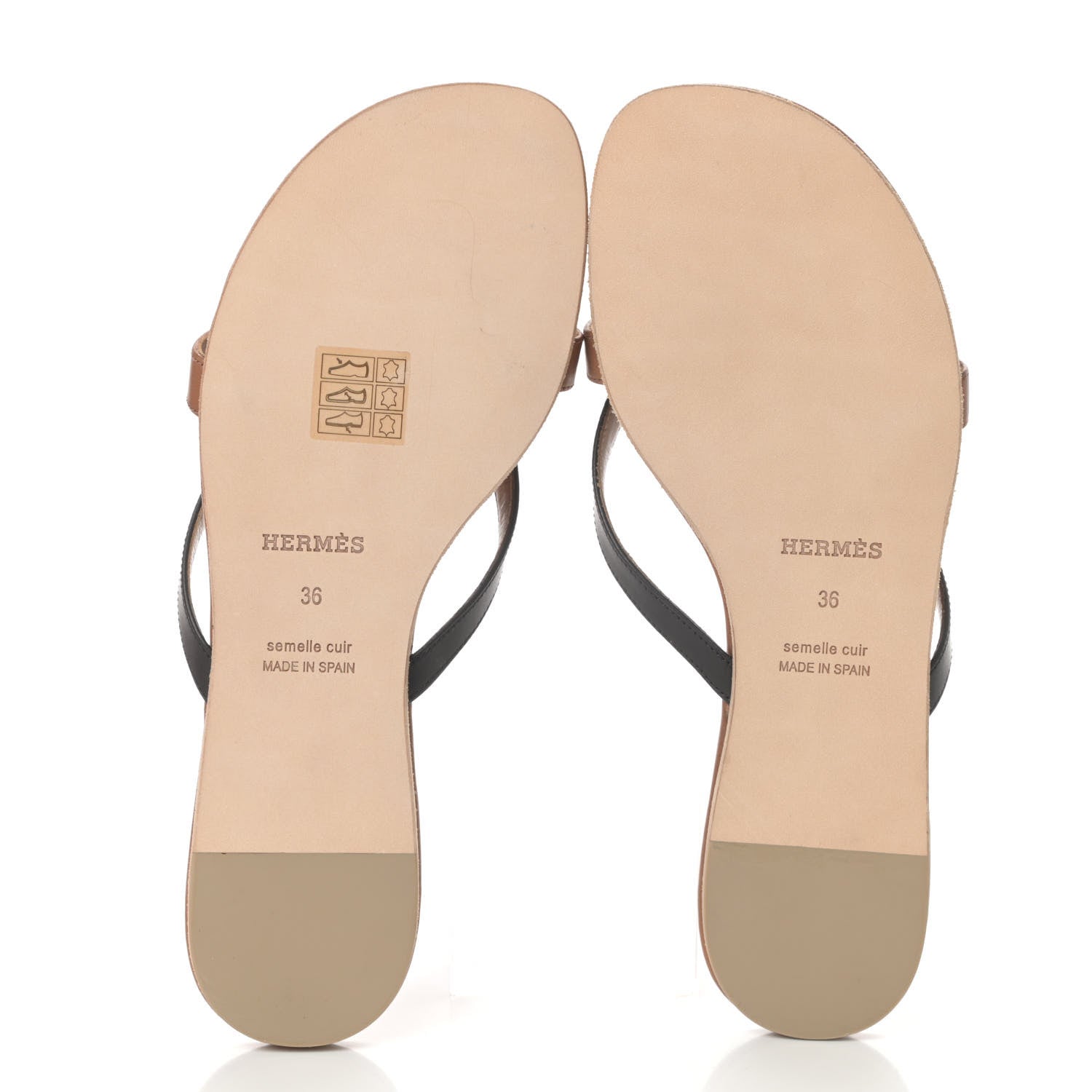 Hermes Calfskin Corfou Sandals 36 Naturel Black 7 of 7