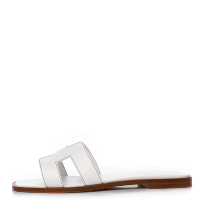 Hermes Box Calfskin Oran Sandals 36.5 White 1 of 4