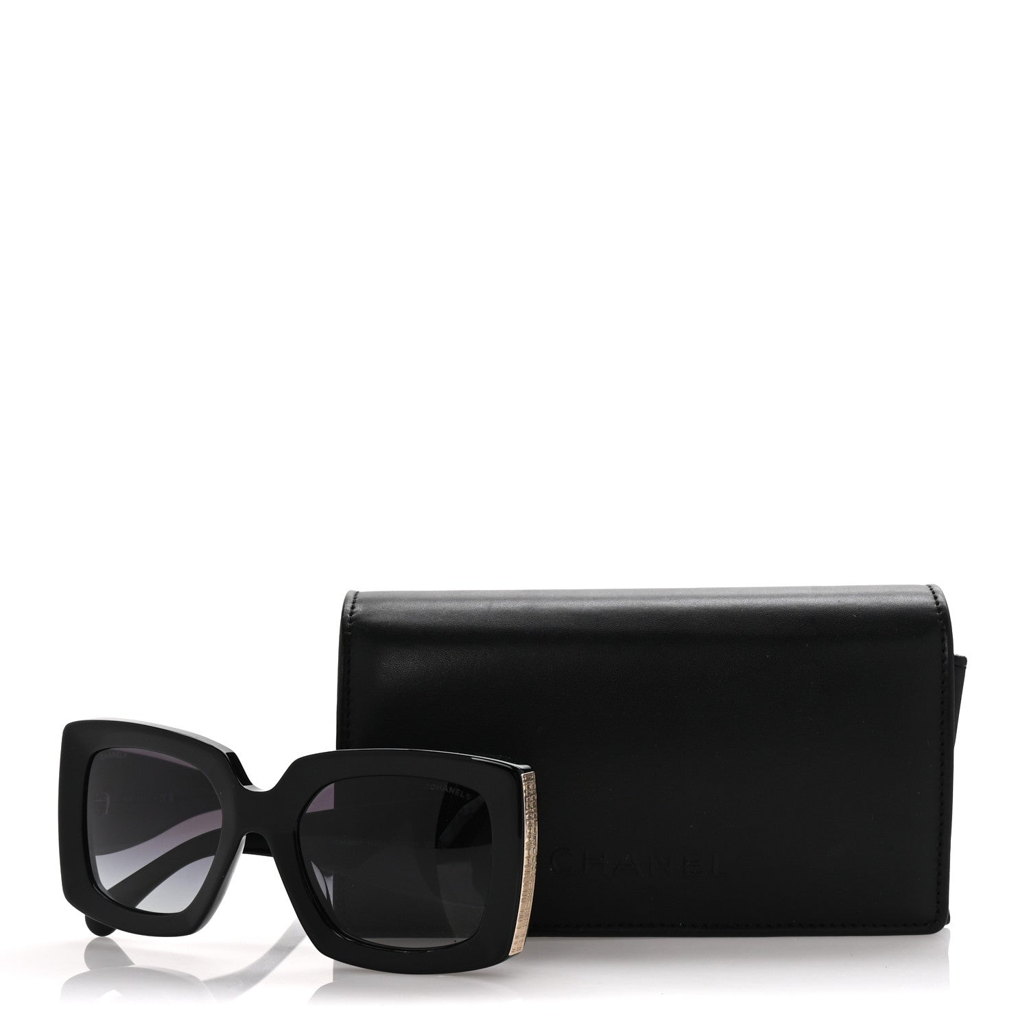 Chanel Acetate Rectangle Sunglasses 5435 Black 8 of 8