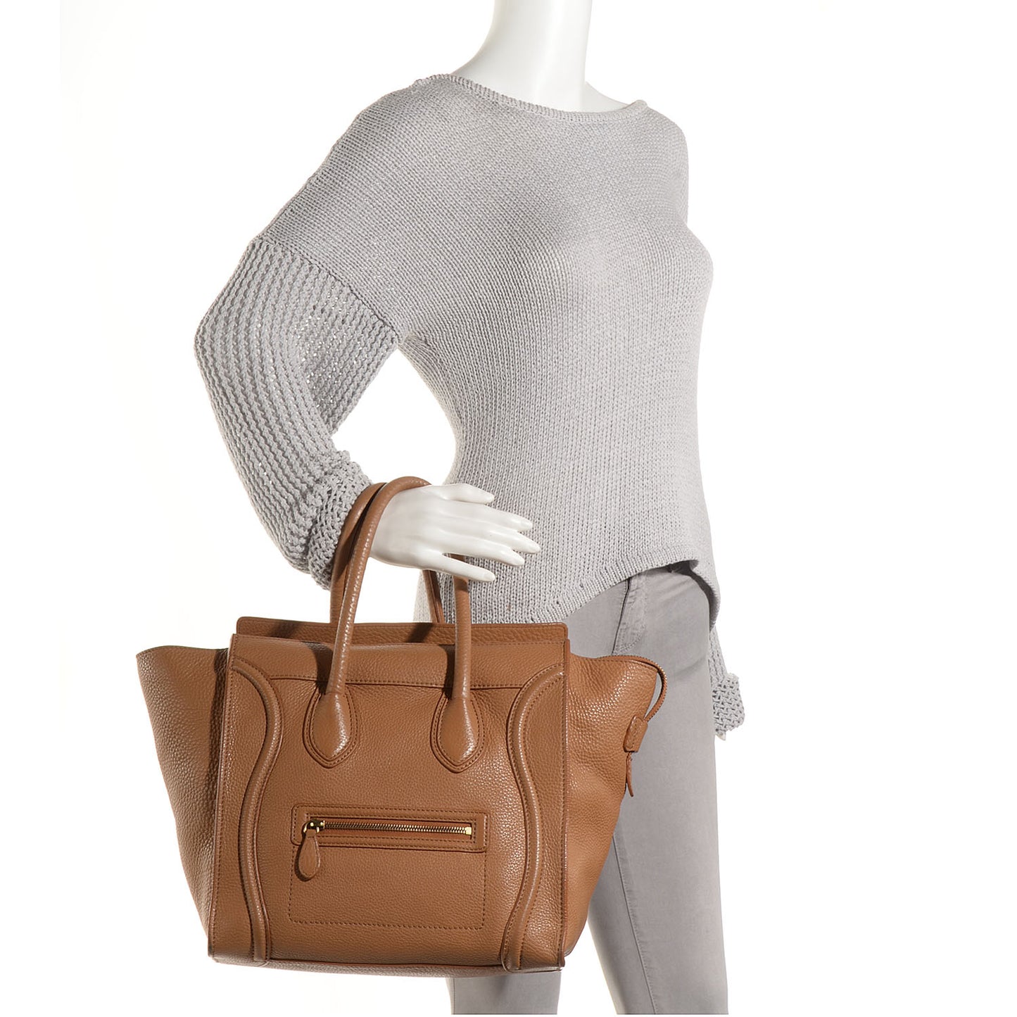 Pebbled Leather Mini Luggage Camel