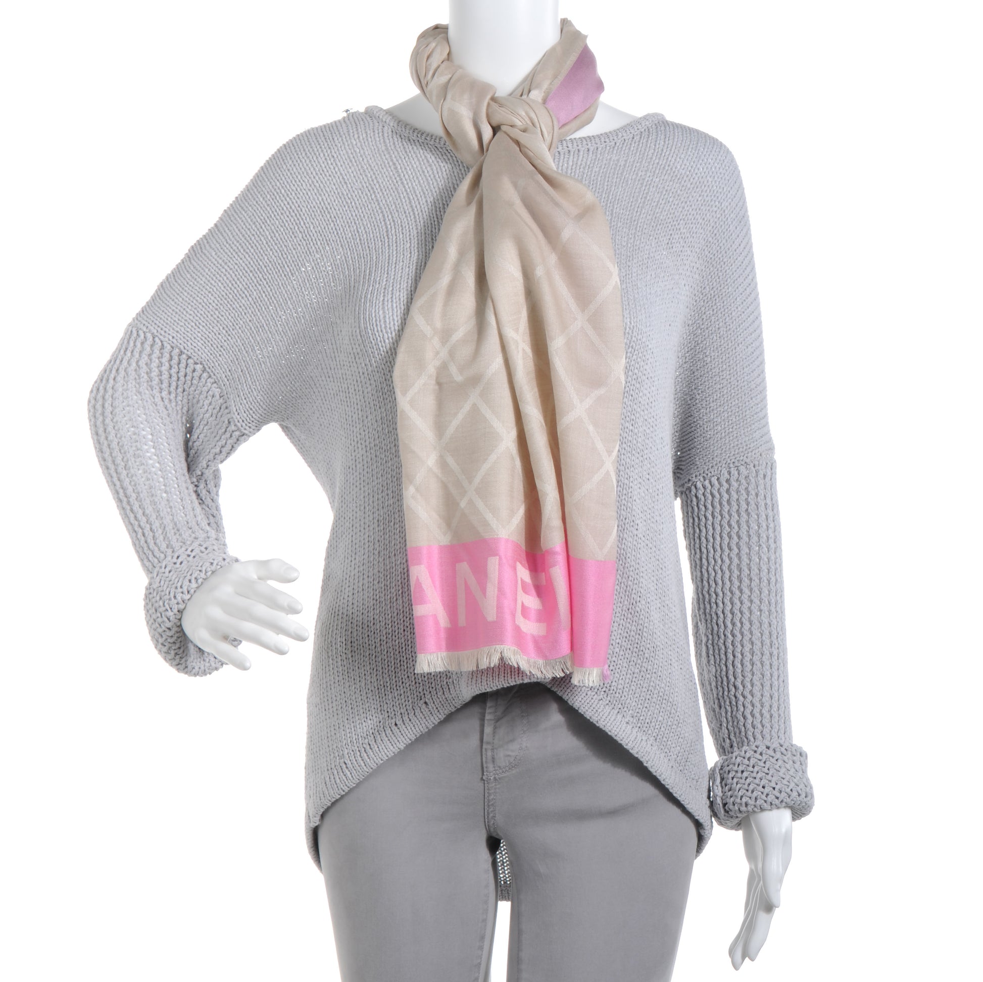 Chanel Cashmere Silk Diamond Logo Scarf 2 of 6