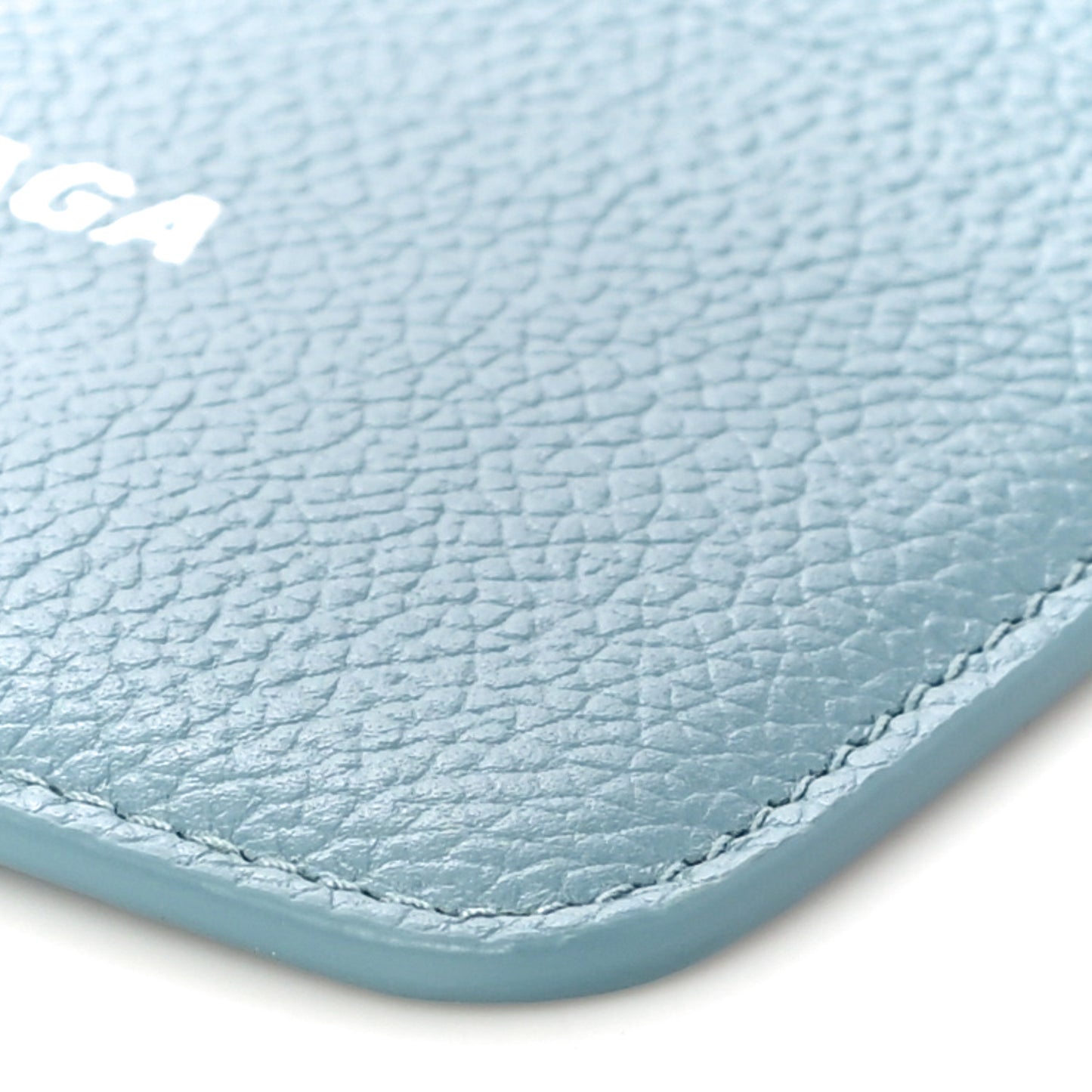 Grained Calfskin Logo Large Cash Long Coin Card Holder Blue Grey White