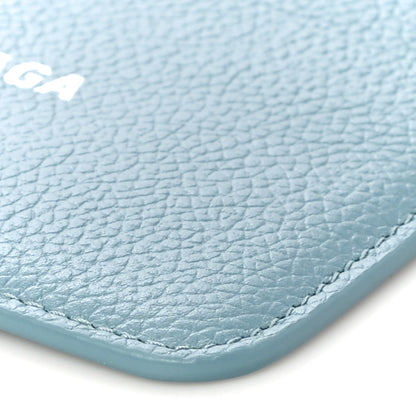 Balenciaga Grained Calfskin Logo Large Cash Long Coin Card Holder Blue Grey White 9 of 10