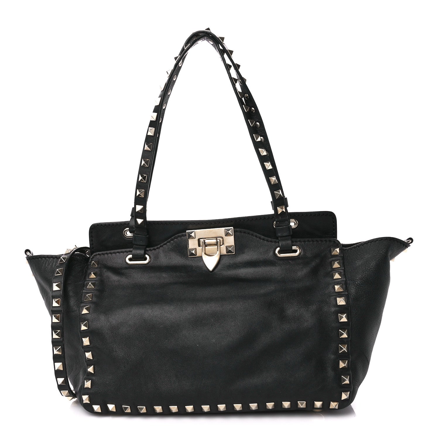Valentino Garavani Vitello Small Rockstud Tote Black 1 of 11