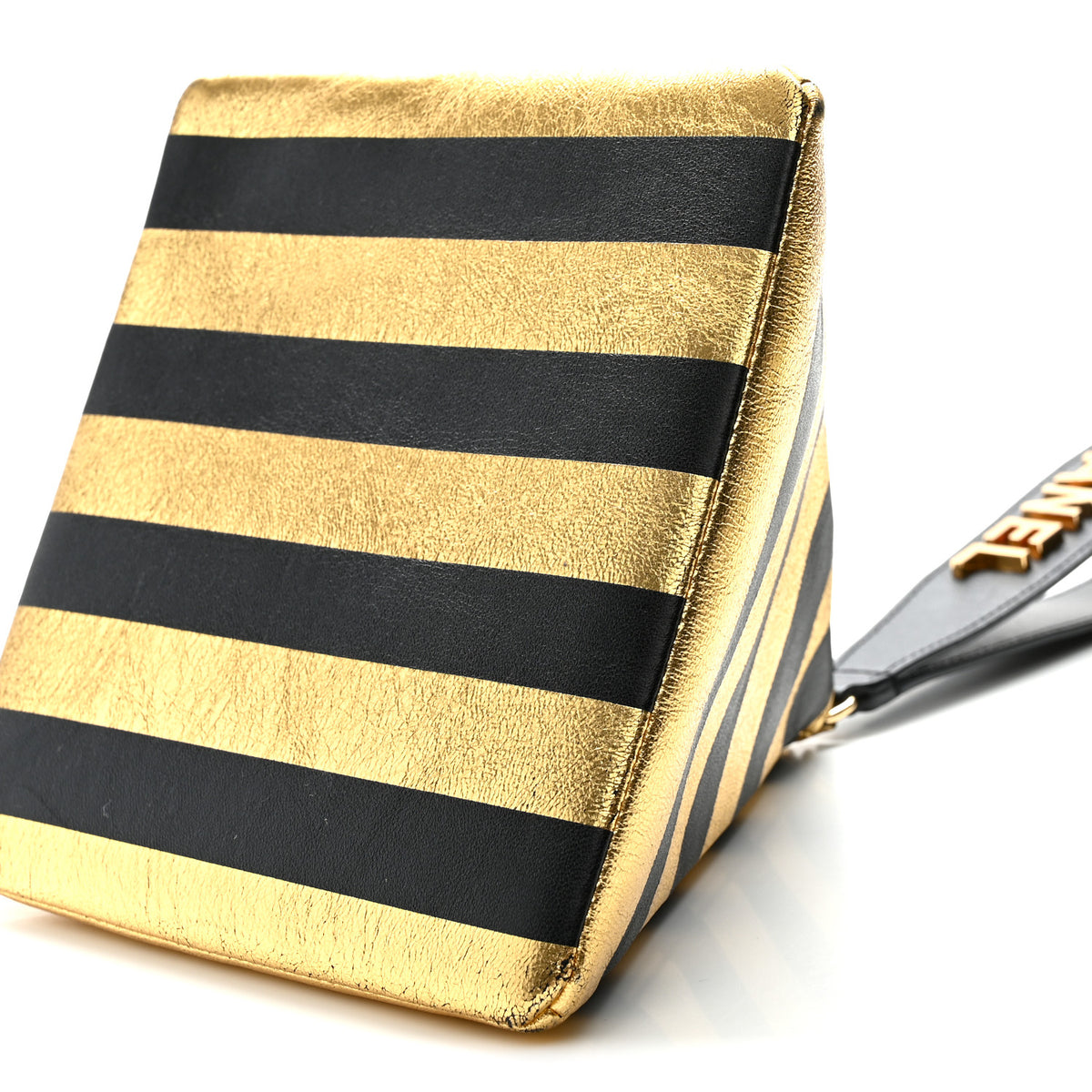 Metallic Lambskin CC Kheops Pyramid Bag Gold Black