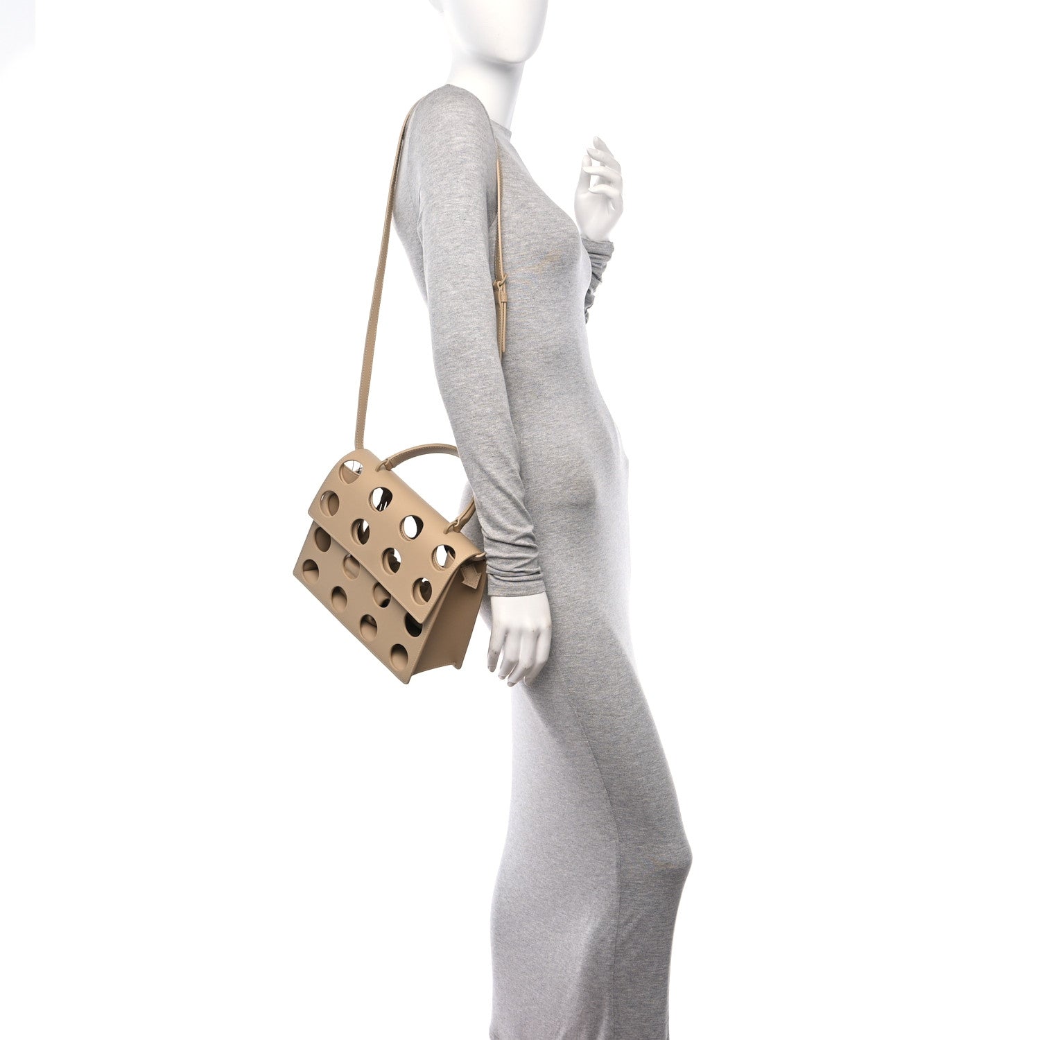 Off-White Calfskin Jitney 2.8 Porthole Top Handle Bag Beige 2 of 11