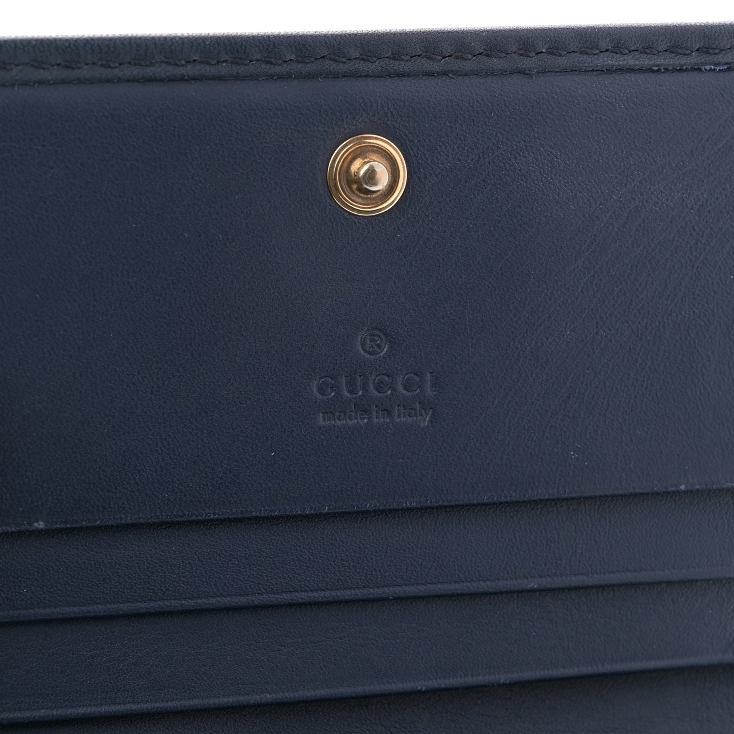 Denim Matelasse Pearly GG Marmont Card Case Wallet Blue