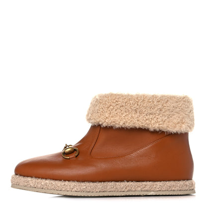 Gucci Calfskin Wool Womens Fria Horsebit Ankle Boots 36 New Caramel Butterscotch 1 of 9