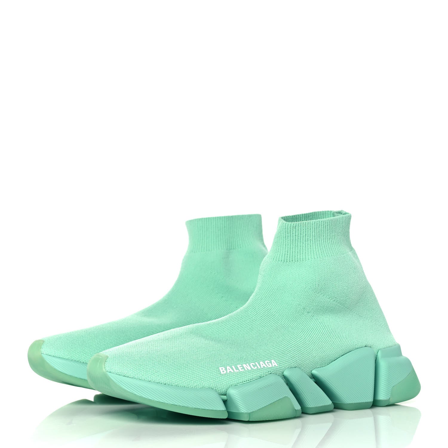 Balenciaga Technical 3D Recycled Knit Womens Speed 2.0 Transparent Sole Sneakers 41 Mint 3 of 8