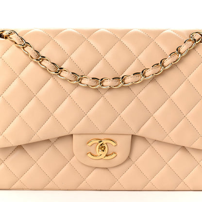 Chanel Lambskin Quilted Jumbo Double Flap Beige 8 of 10